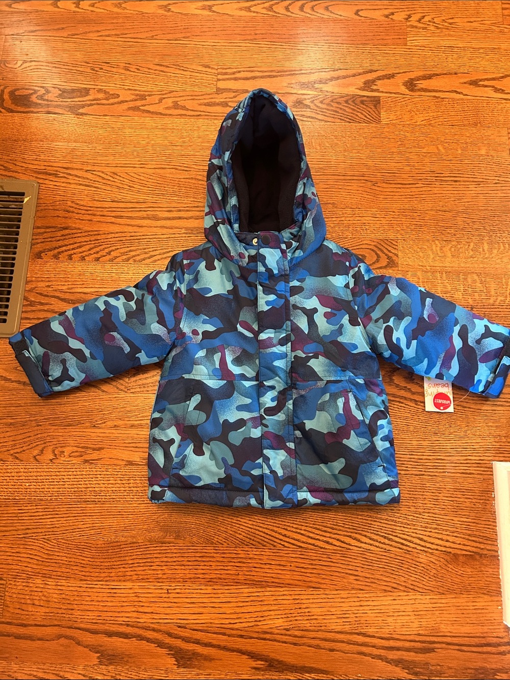 jumping beans Blue & Navy Camo Hooded Puffer Jacket